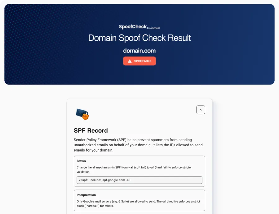 SPF Scan Result Preview