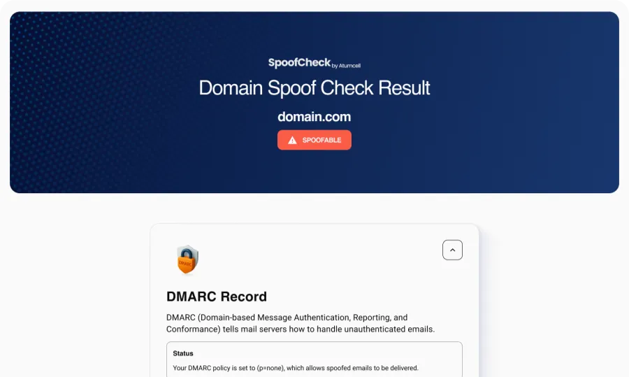 DMARC Scan Result Preview
